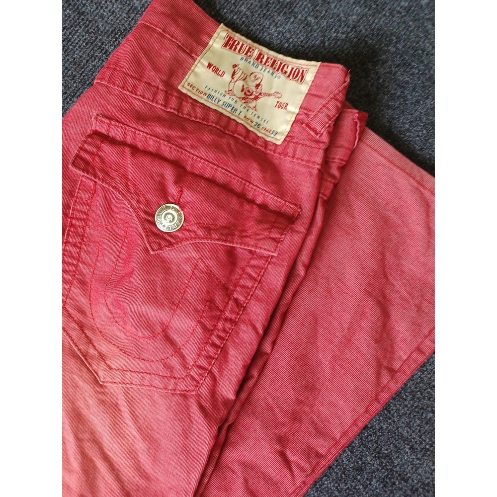 True Religion Billy Super T Mens 36x33 Red Pants Y2K Vintage